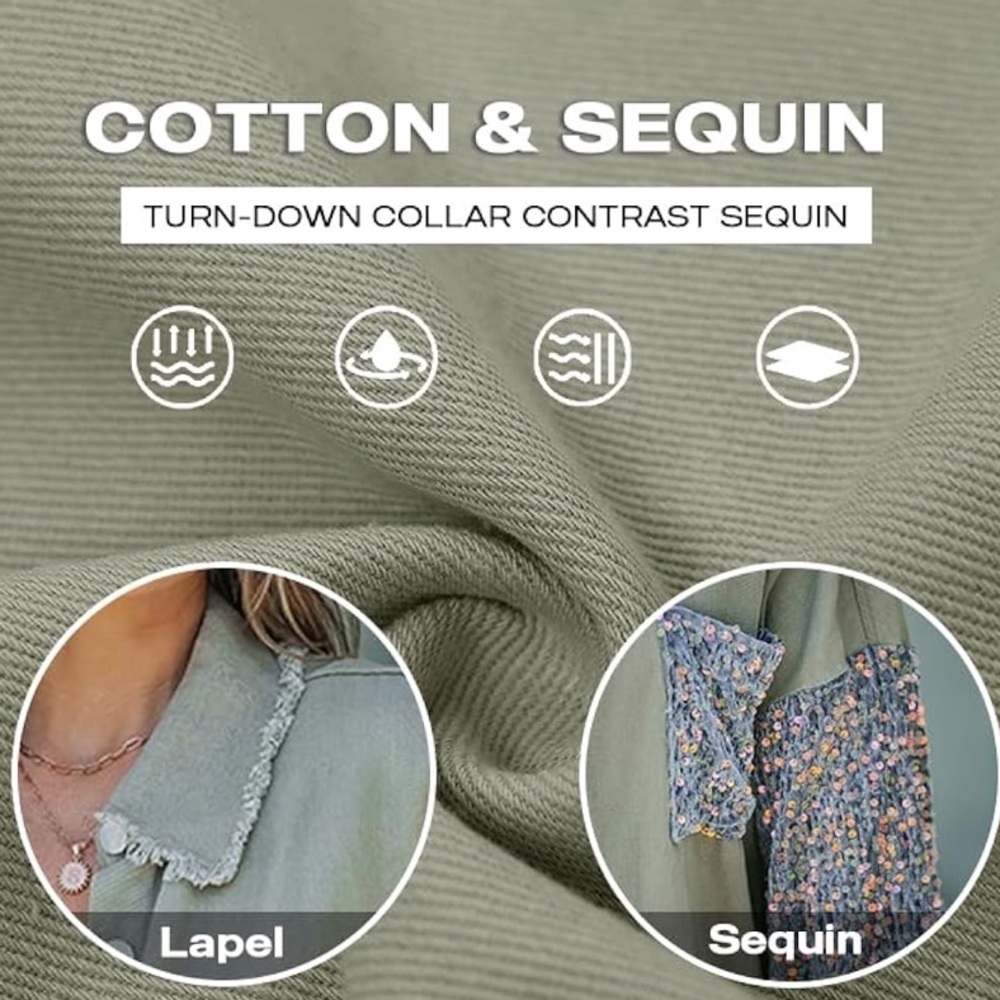 Womens Sequin Patchwork Long Sleeve Oversized Den… - image 8